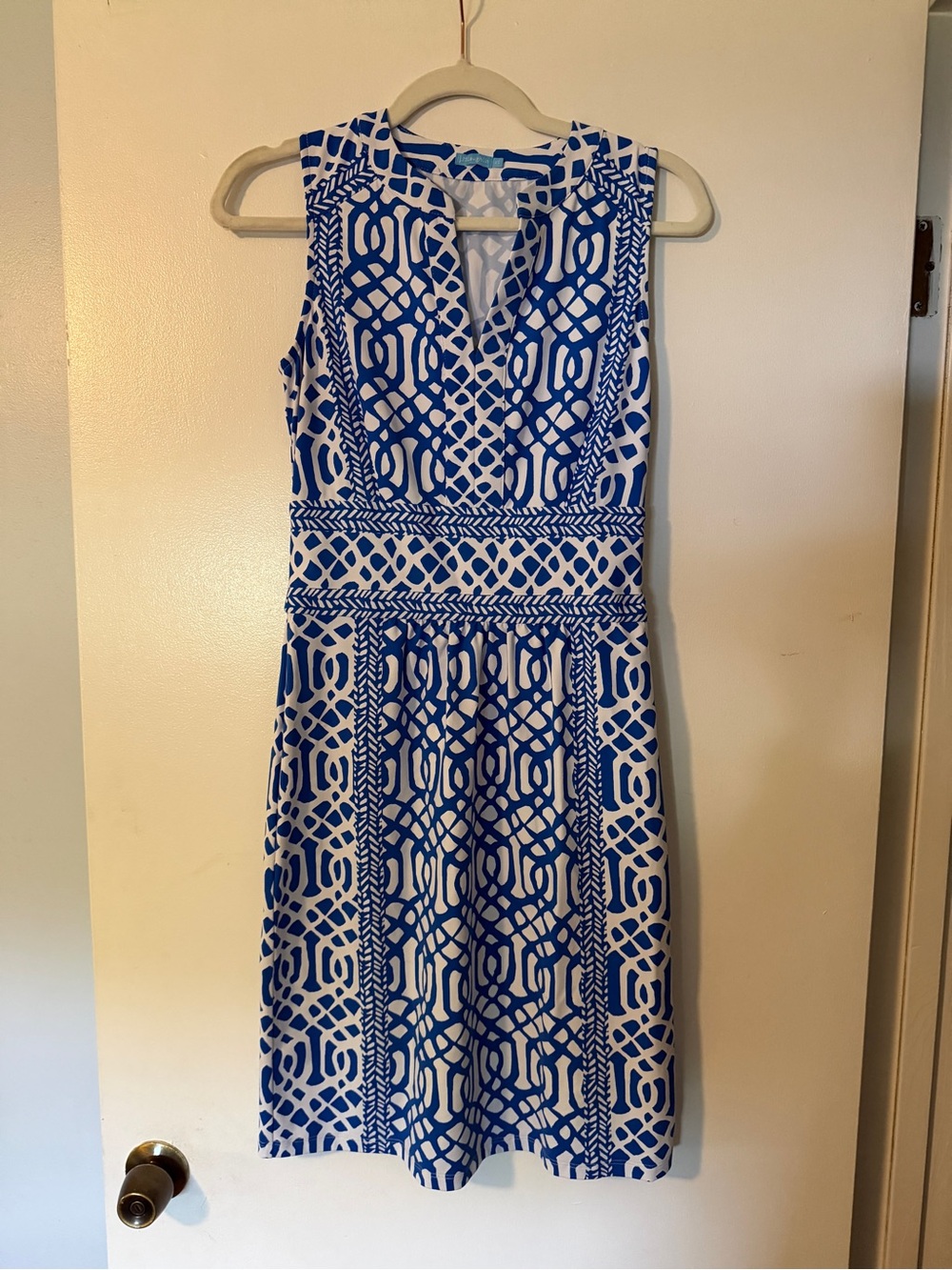 J. McLaughlin Blue & White Printed Sleeveless Dress, Size XS